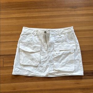 White Mini Skirt with Pockets
